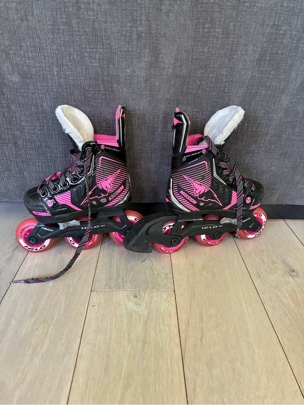 Bauer Kids Adjustable Inline Skates - Black & Pink GUC Size 7-10
